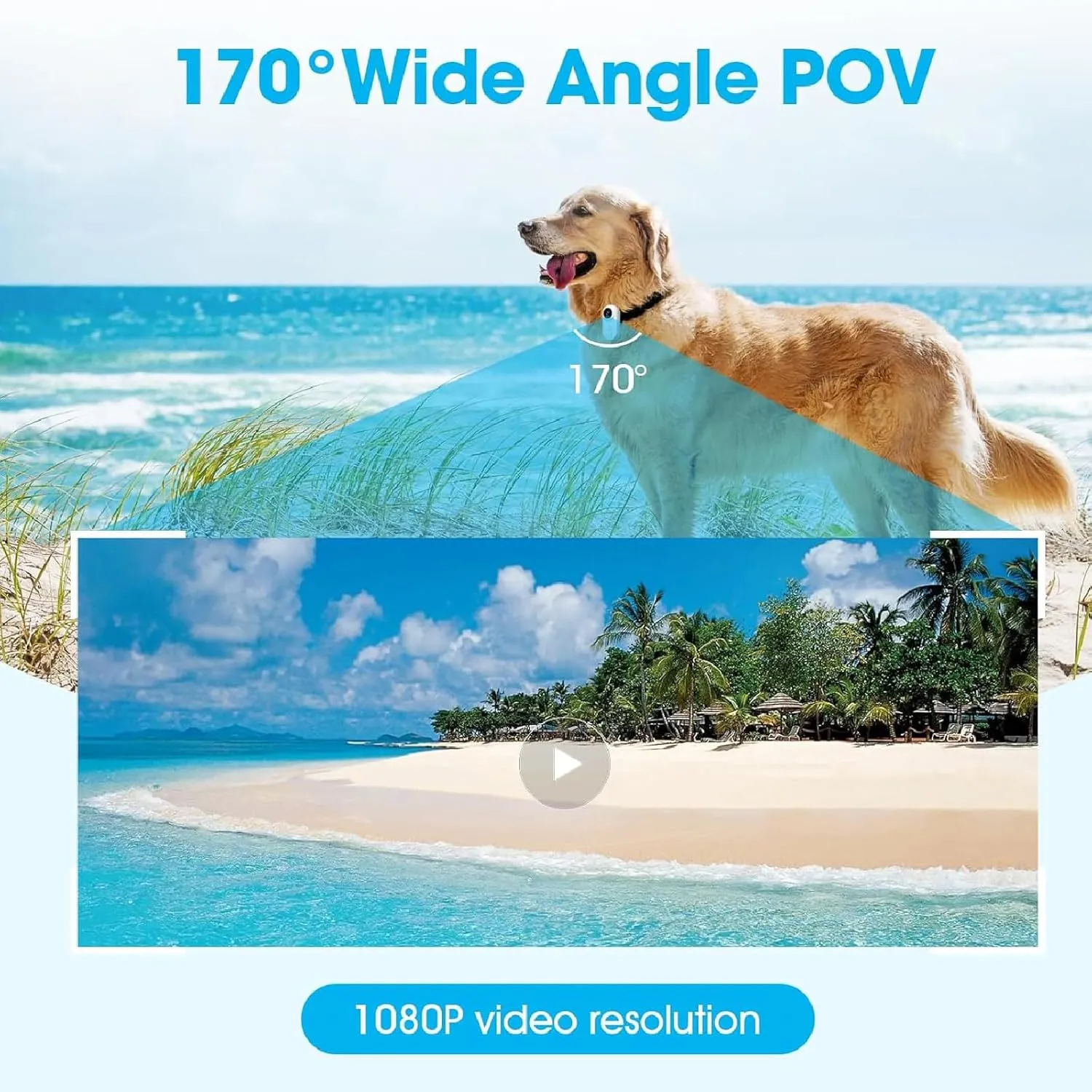 1080P Cat Camera Collar, HD 1080P Video Mini Collar with SD Card, Wireless Action Camera for Cats and Dogs, Dog Tracker Outdoor/Indoor (White 32GB)