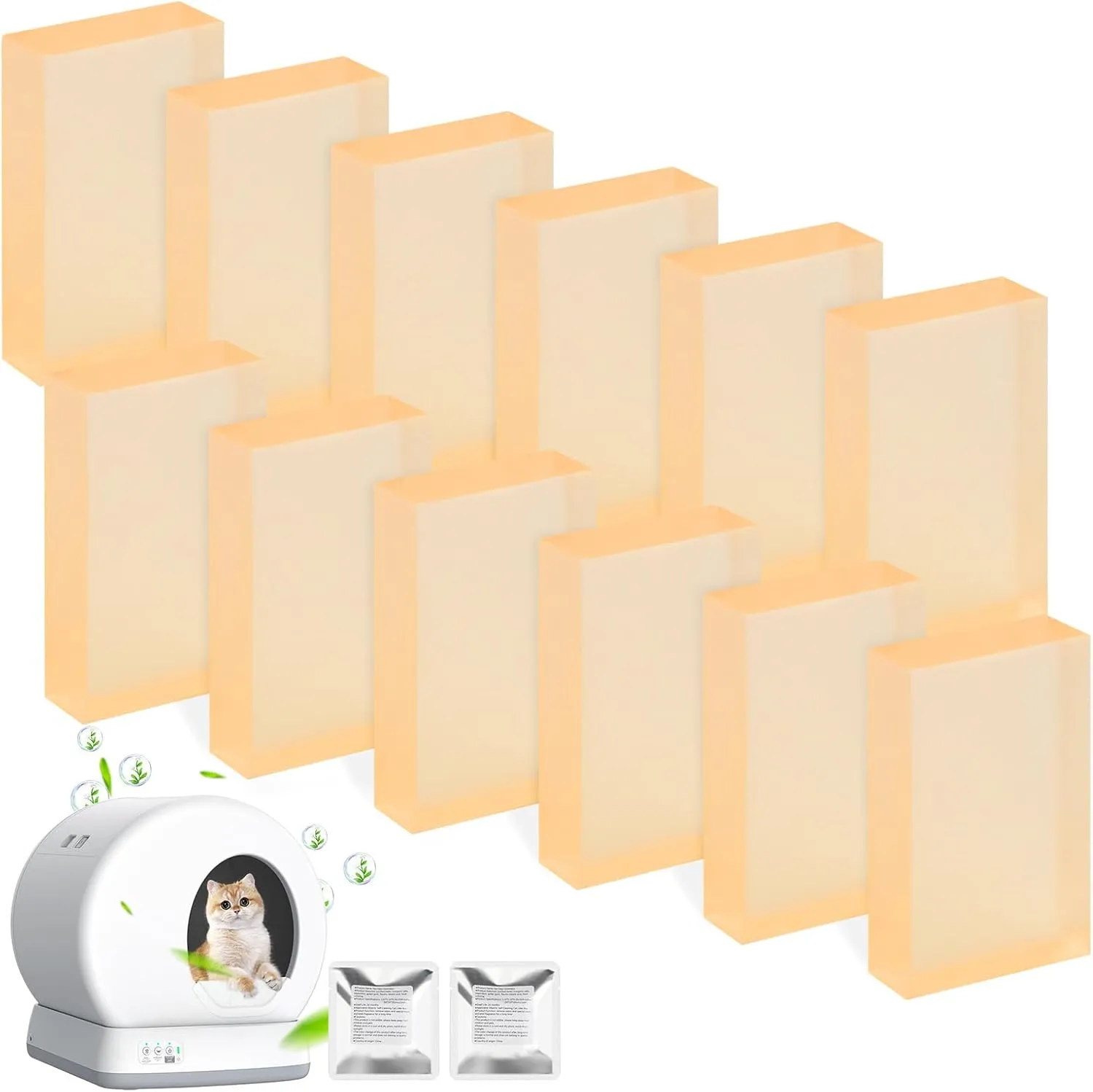 12 Pack Litter Box Deodorizer Compatible with MeoWant MW-SC01 / MW-SC02 / LB02 Self-Cleaning Cat Litter Boxes, 360 Odor Lock Cat Toilet Odor Eliminator Gel