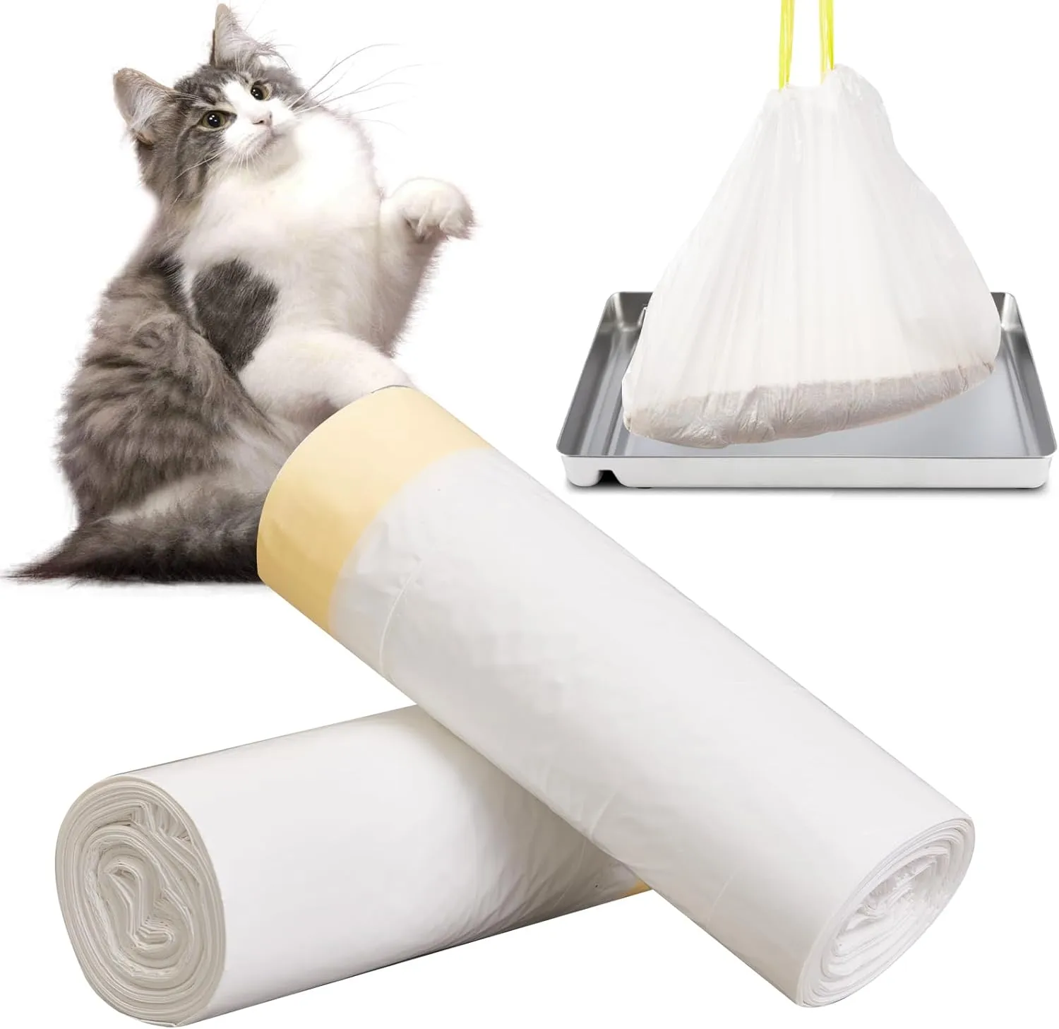 20 Count Rectangular Litter Box Liners, Fit for Most Medium & Large Cat Litter Box, Self-cleaning Litter Robot Liners, 37"x18", 14.3L Capacity, Unscented
