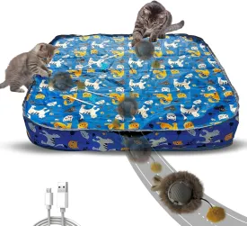 2025 Upgrade Interactive Cat Toys, Fast Rolling LED Ball with Pouch, Automatic Motion Activated Ball; Hide and Seek Game for Indoor Exercise Kicker; Size 72 * 72 * 11cm Durable Play Mat