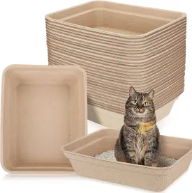 30 Pack Disposable Paper Cat Litter Boxes 16. 7 x 12. 8 x 4. 1 Inch Portable Litter Trays for Cats, Kittens, Hamsters, Guinea Pigs, Mice, Small Pets