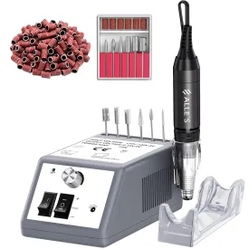 30000 RPM Professional Nail Drill Machine Efile Electric Nail Filer Kit for Finger Toe Nails, Acrylic Gel Nails, Manicure Pedicure Drill with 6Pcs Nail Bits, 106Pcs Sanding Bands - Grey