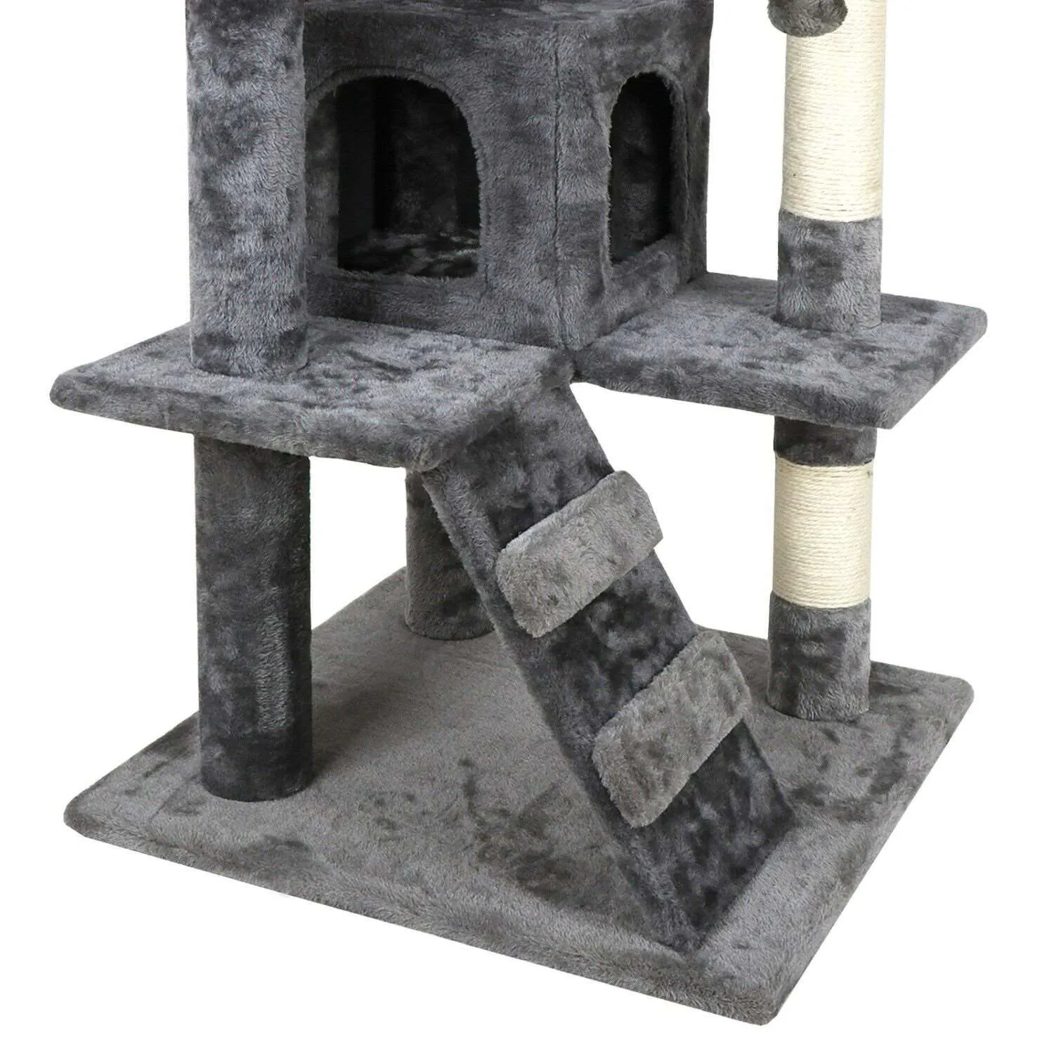 53" Cat Tree Scratching Condo Kitten Activity Tower Playhouse W/ Cave & Ladders