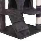 55''H Multi-Level Cat Tree Condo W/Scratching Post Tower & Perch, Play House Dark Gray