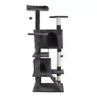 55''H Multi-Level Cat Tree Condo W/Scratching Post Tower & Perch, Play House Dark Gray