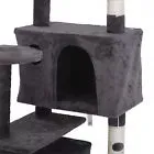 55''H Multi-Level Cat Tree Condo W/Scratching Post Tower & Perch, Play House Dark Gray