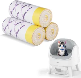 60 Count Litter Box Liners Bags,Compatible with AutoScooper 11 Open-Top Automatic Self-Cleaning Cat Litter Robot Box,3 Rolls Drawstring Trash Bags,23.62 x 11.81 Inches3 Packs/60 Counts