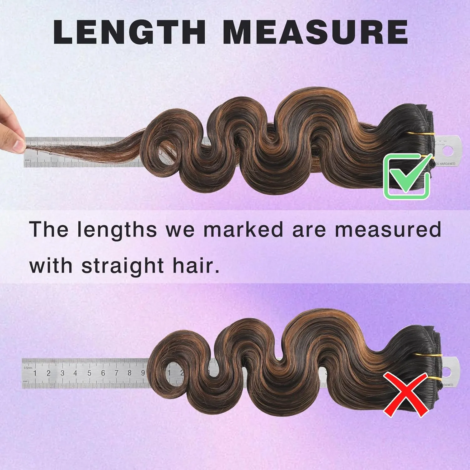ABH AMAZINGBEAUTY HAIR Body Wave Clip in Extensions Real Human Hair Body Wave Clip ins Wave Hair Rooted Black Piano Natural Black #1B Fading into Light Auburn #30 Two Tone 120G 22 Inch