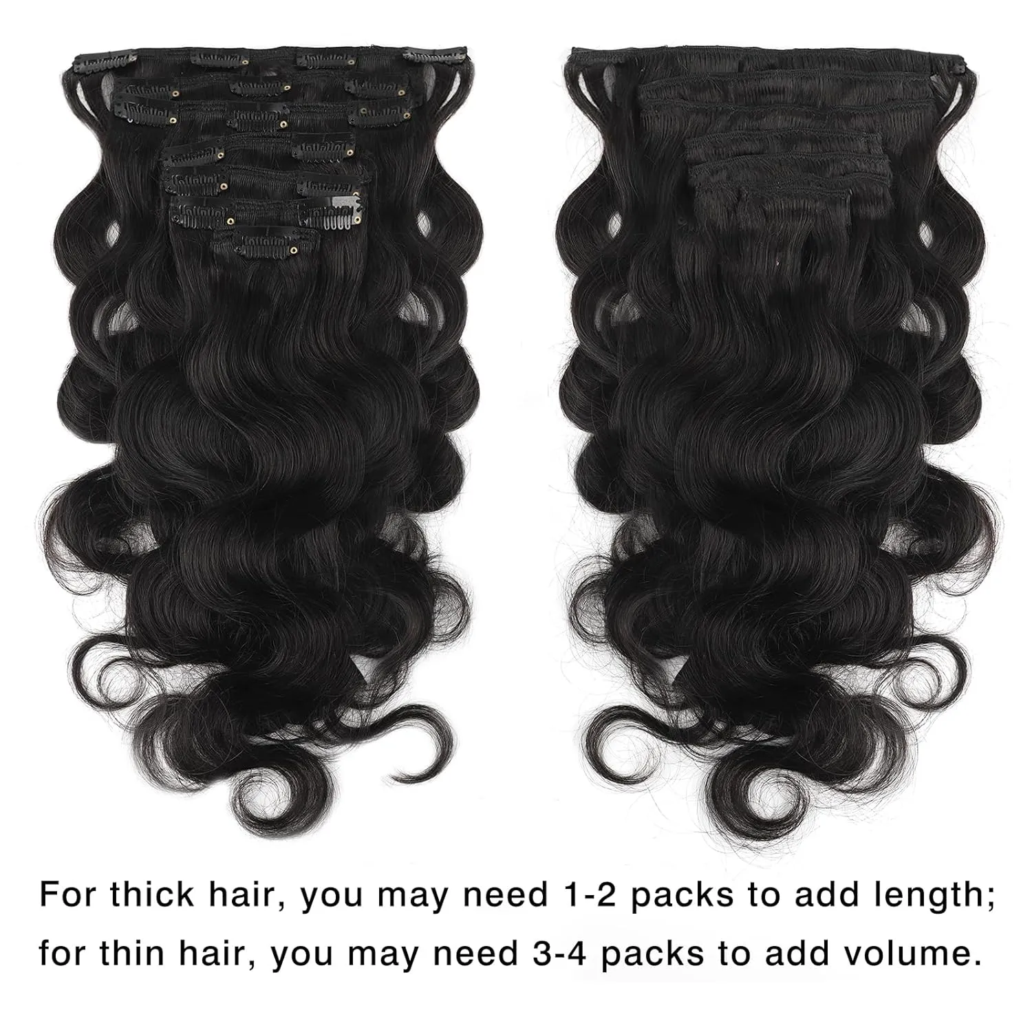 ABH AMAZINGBEAUTY HAIR Body Wave Clip ins Human Hair Wavy Clip in Hair Extensions Full Head Body Wave Clip ins for Black Women Natural Black Real Remy Human Hair Thick Ends 120G 22 Inch