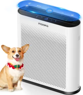 Air Purifiers for Home Large Room 1650ft with PM2.5 Air Quality Sensor, MOOKA H13 HEPA Filter Air purifier for Pets Smoke Dust Pollen Dander Odor, Air Cleaner with Auto/Sleep Mode for Bedroom, White