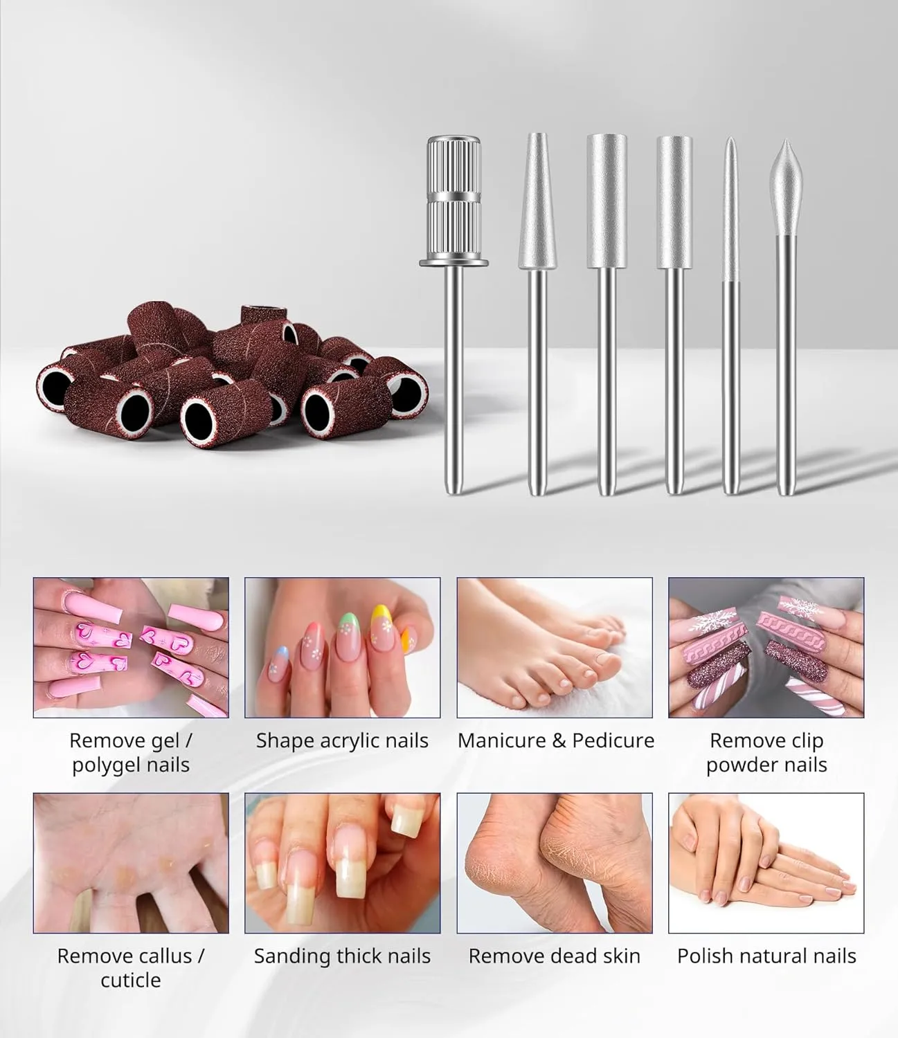 AIRSEE Home Lite USB Mobile Nail Drill Machine for Beginners Portable Nail File Manicure Pedicure Dremel Kit with 6 Bits 26 Sanding Bands for Home Acrylic Gel Nails Polishing DIY,Purple