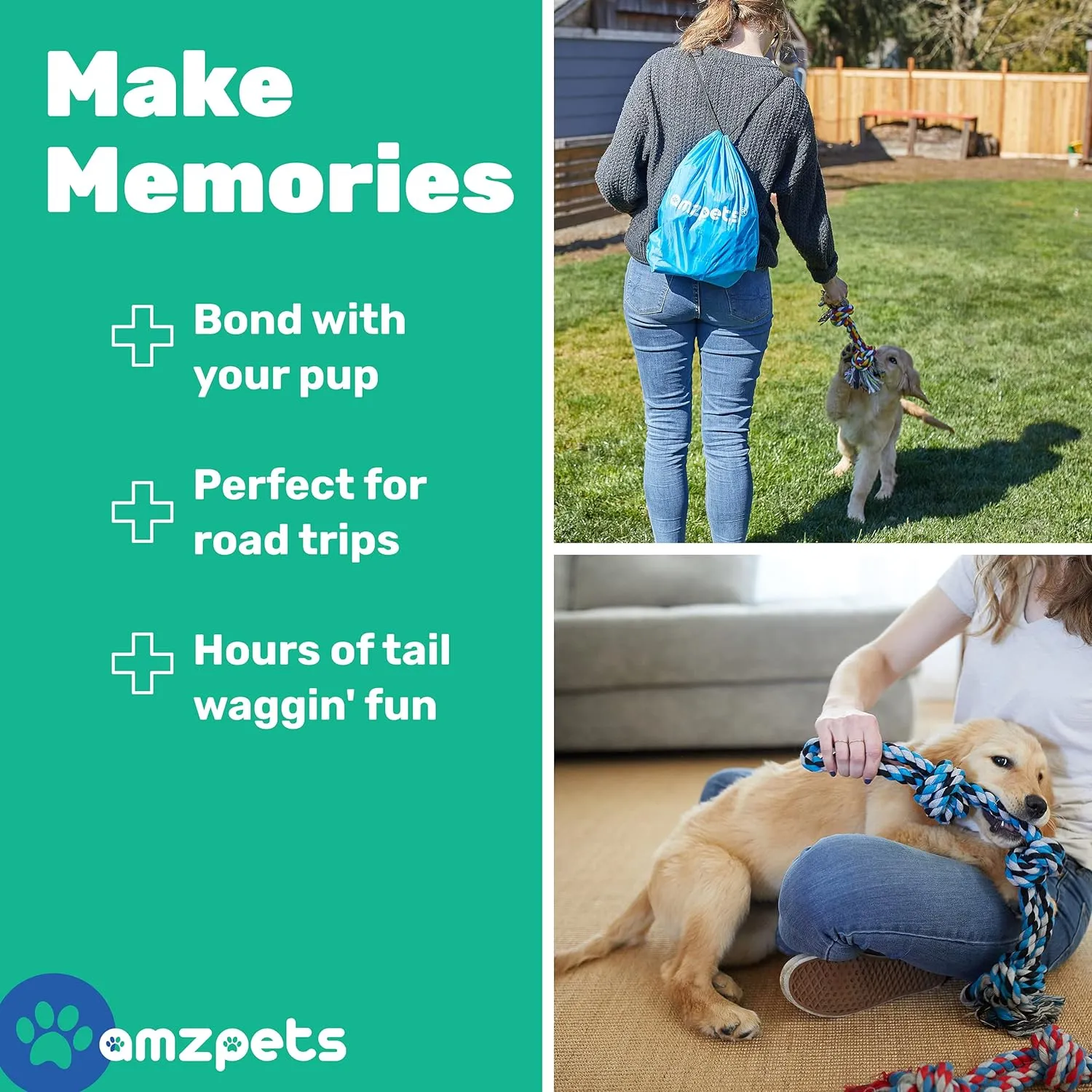 AMZpets Knotted Heavy Rope Dog Toy for Aggressive Chewers, Assorted Colors