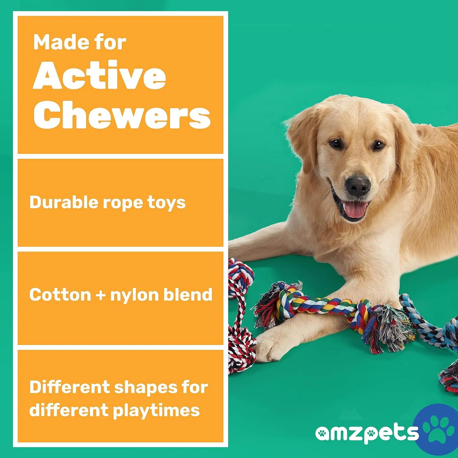 AMZpets Knotted Heavy Rope Dog Toy for Aggressive Chewers, Assorted Colors