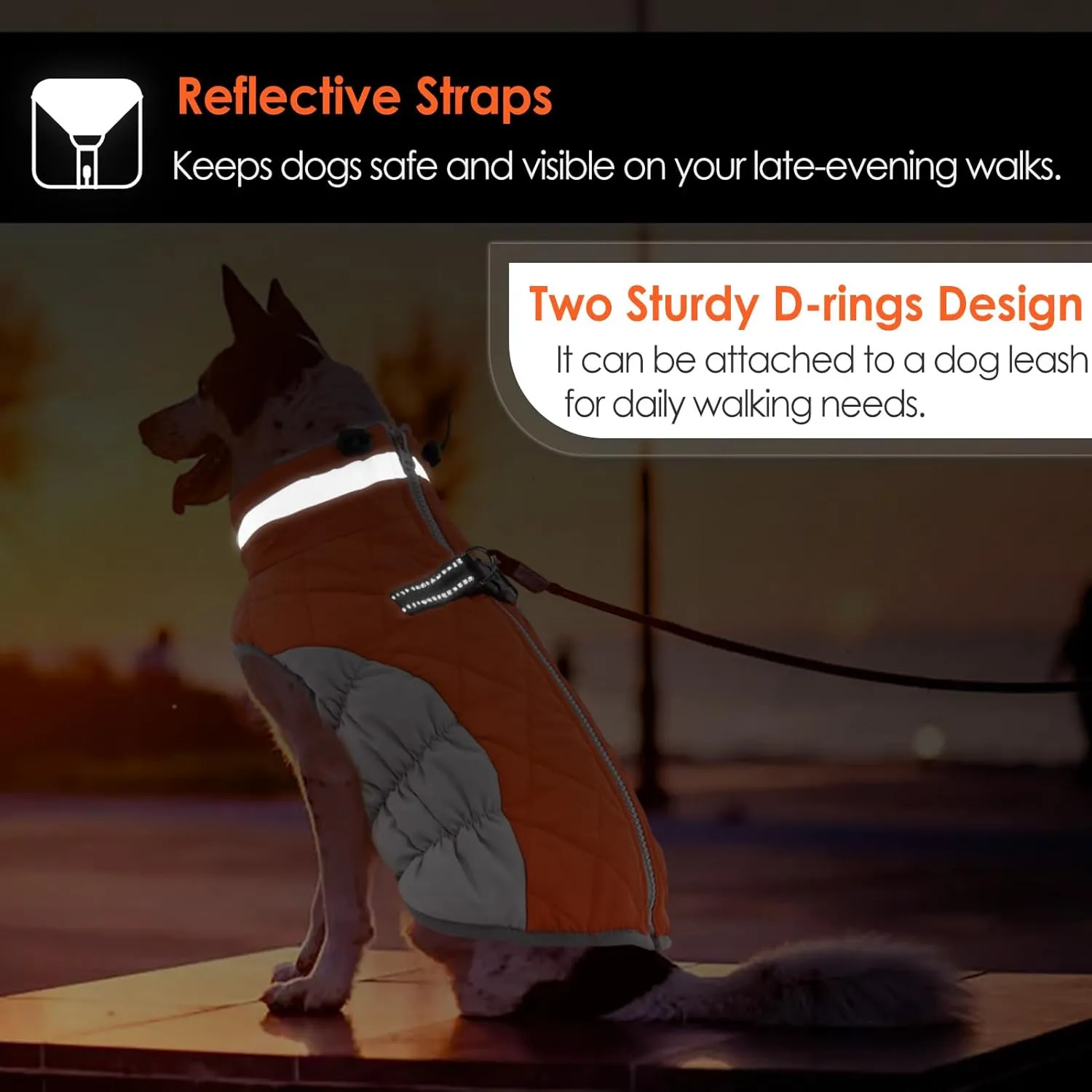 AOFITEE Dog Coat, Warm Dog Winter Coat for Small Dogs, Reflective Turtleneck Dogs Jacket with Harness Built in, Waterproof Windproof Pet Fleece Vest Snow Jacket for Cold Weather, Orange S