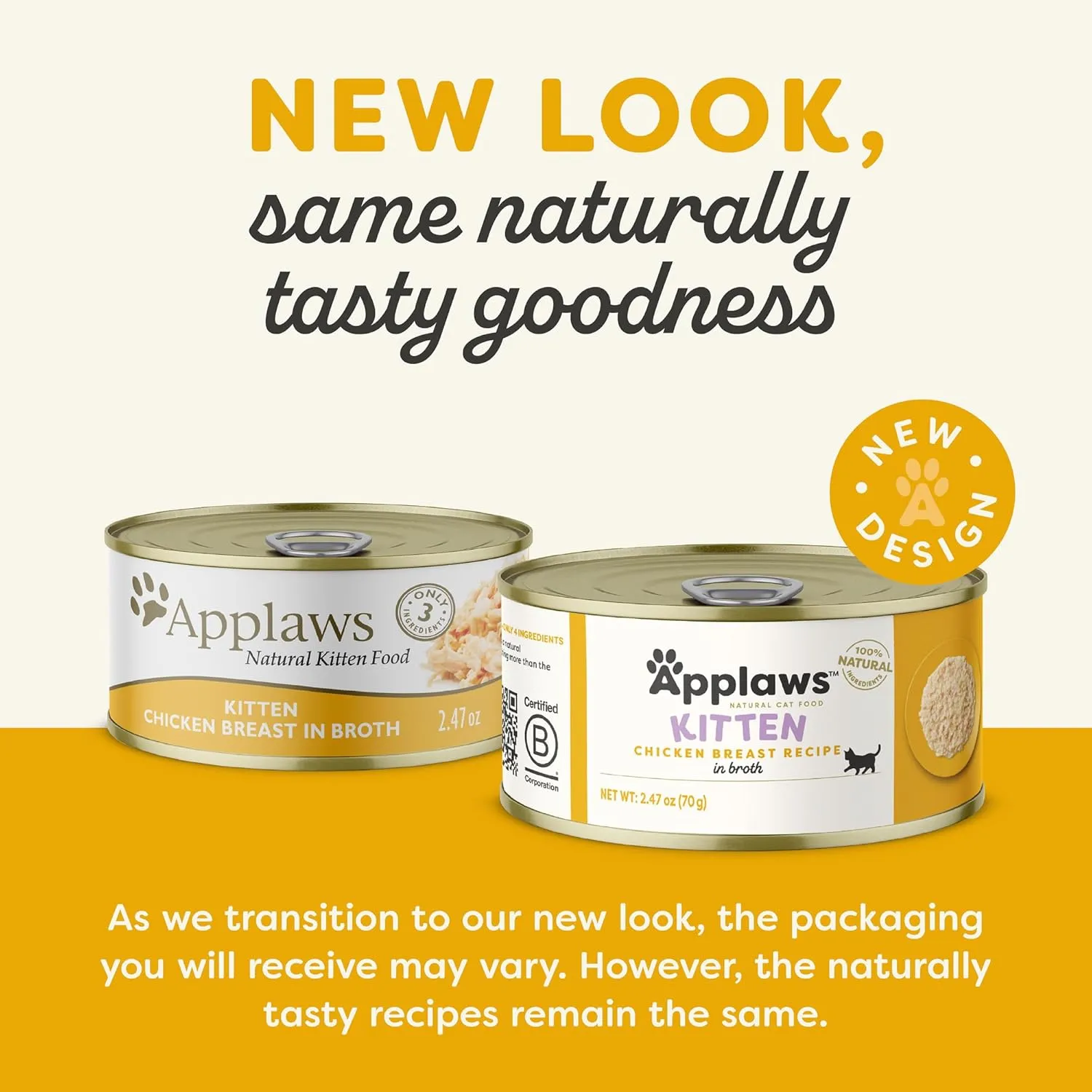 Applaws Natural Wet Kitten Food in Broth, Limited Ingredient Canned Wet Kitten Food, No Additives, Made with Natural Ingredients, Chicken Breast in Broth (24 x 2.47oz Cans)