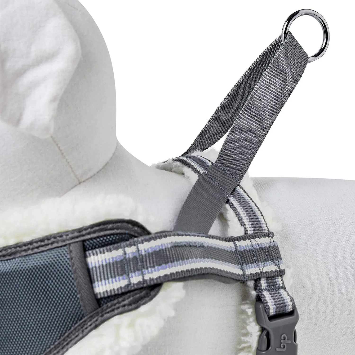 Blueberry Pet Soft & Comfy Multi-Colored Stripe Fleece Padded Chest Dog Harness, Chest Girth 20.5" - 26", Grey, Medium, Adjustable No Pull Training Harness for Dogs