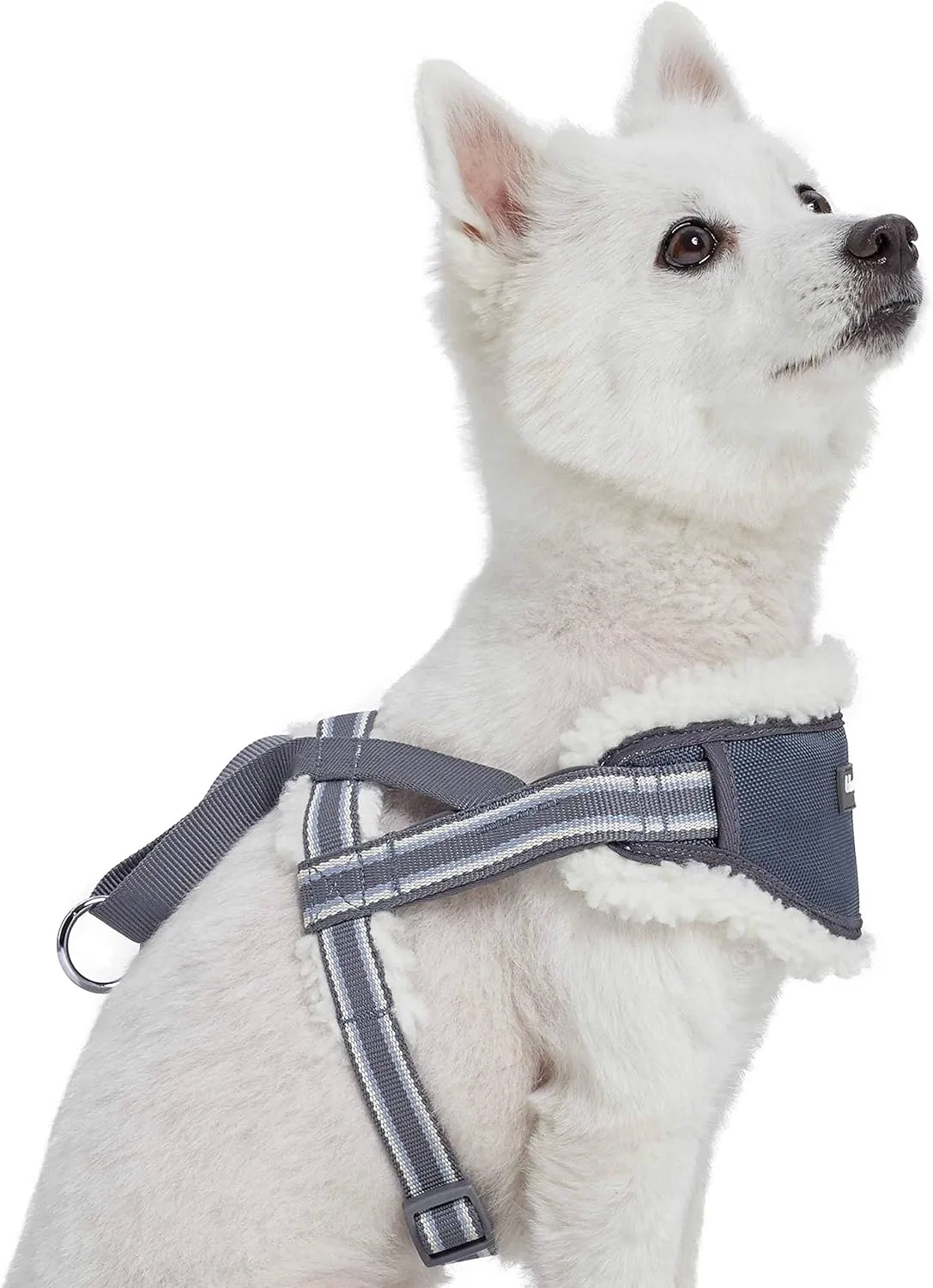 Blueberry Pet Soft & Comfy Multi-Colored Stripe Fleece Padded Chest Dog Harness, Chest Girth 20.5" - 26", Grey, Medium, Adjustable No Pull Training Harness for Dogs