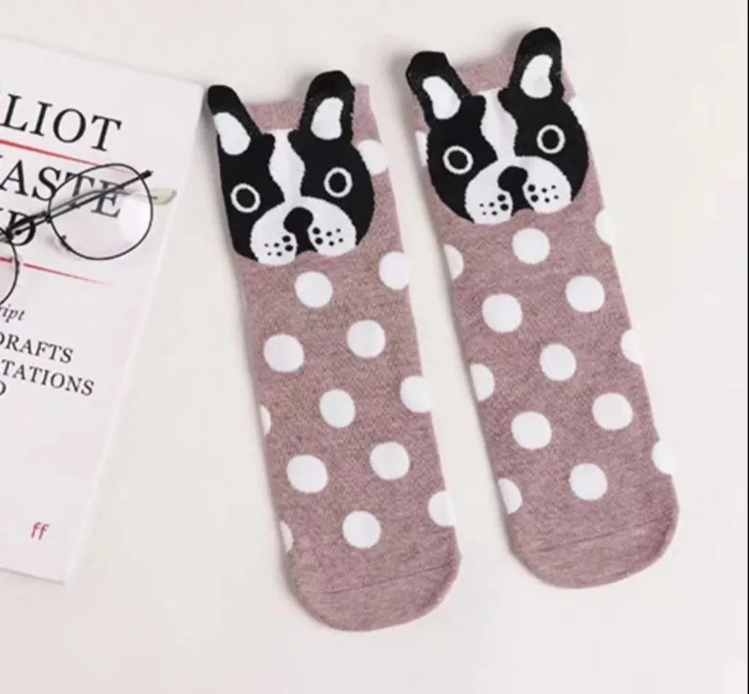 Boston Terrier Dog Polka Dot Ladies Socks