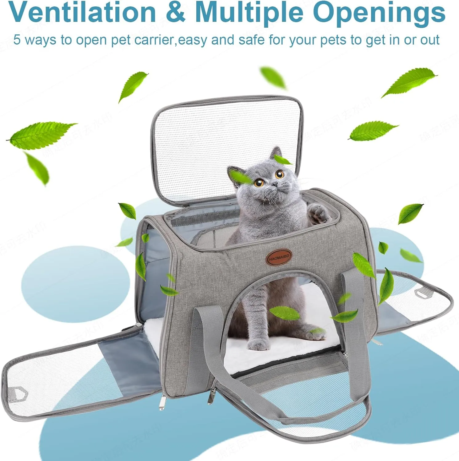 Cat Carrier Dog Carrier Pet Carriers for Medium Small Cats Dogs Puppies up to 25 Lbs,TSA Airline Approved Small Dog Cat Carriers Soft Sided,Collapsible Travel Puppy Carrier (Grey, Large)
