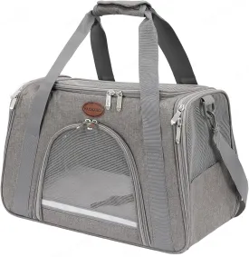 Cat Carrier Dog Carrier Pet Carriers for Medium Small Cats Dogs Puppies up to 25 Lbs,TSA Airline Approved Small Dog Cat Carriers Soft Sided,Collapsible Travel Puppy Carrier (Grey, Large)