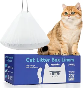 Cat Litter Box Liners with Drawstring (Small Sze) -Recycled Ocean Plastic - 2mil Thick Leak-Proof Litter Bags for Most Cat Litter Boxes