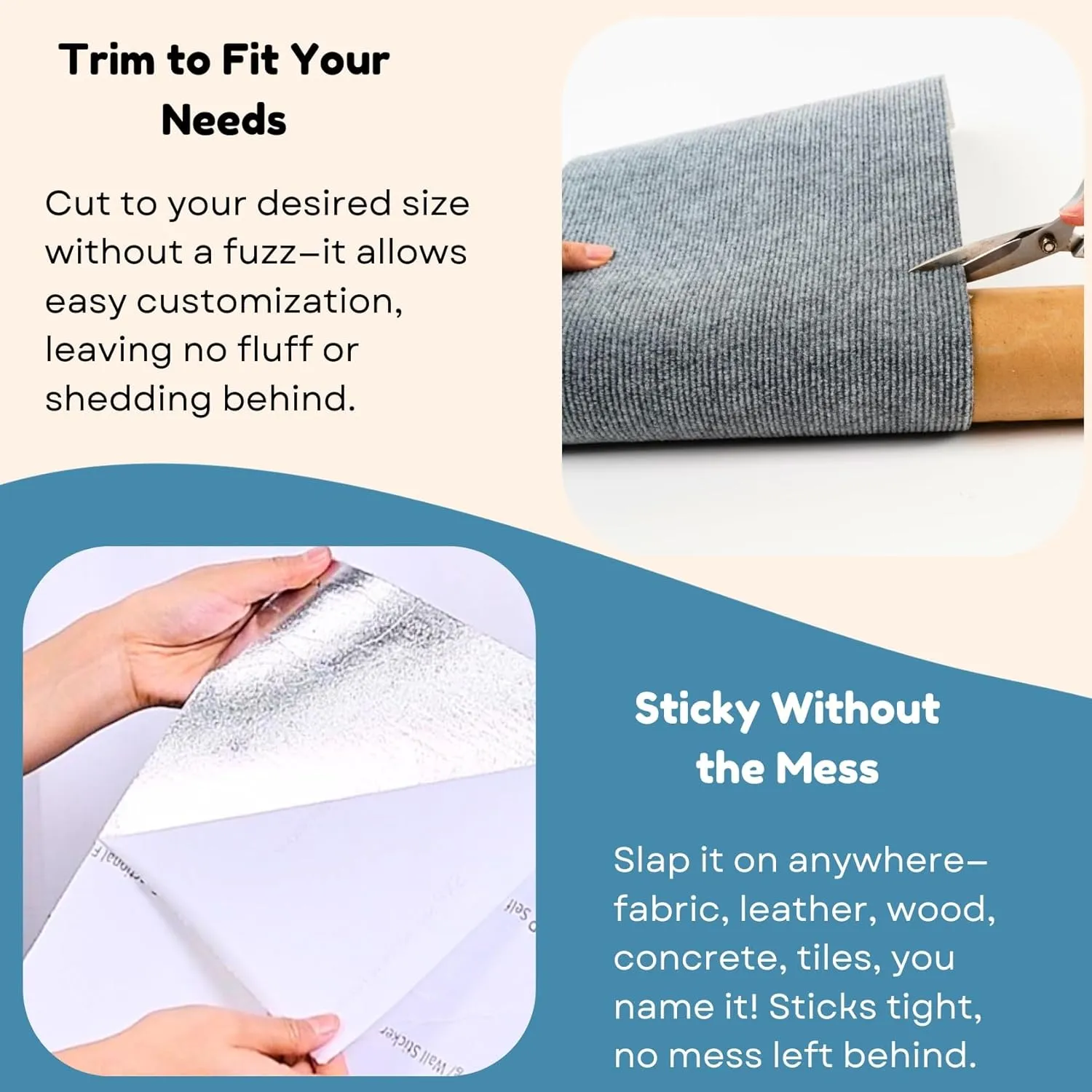 Cat Scratch Mat (3 Pack), 23.6 x 11.8 Versatile Self-Adhesive Replacement Easy Use for Cat Trees Wall Furniture, Scratching Posts, and Couch Protection (Black)