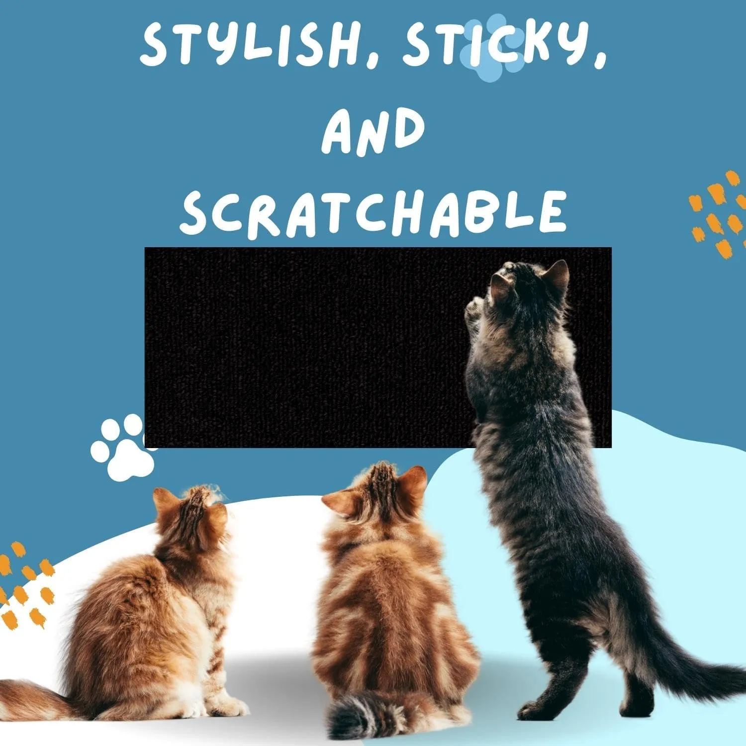 Cat Scratch Mat (3 Pack), 23.6 x 11.8 Versatile Self-Adhesive Replacement Easy Use for Cat Trees Wall Furniture, Scratching Posts, and Couch Protection (Black)