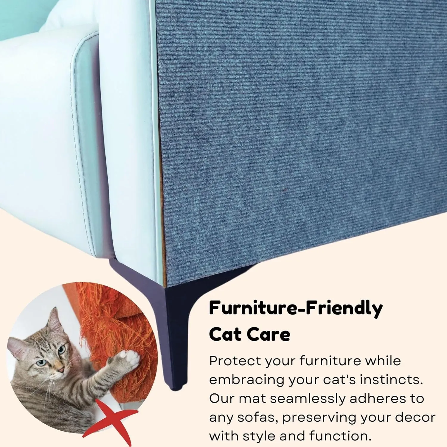 Cat Scratch Mat (3 Pack), 23.6 x 11.8 Versatile Self-Adhesive Replacement Easy Use for Cat Trees Wall Furniture, Scratching Posts, and Couch Protection (Black)
