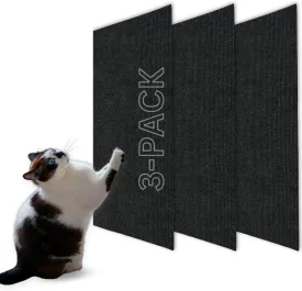 Cat Scratch Mat (3 Pack), 23.6 x 11.8 Versatile Self-Adhesive Replacement Easy Use for Cat Trees Wall Furniture, Scratching Posts, and Couch Protection (Black)