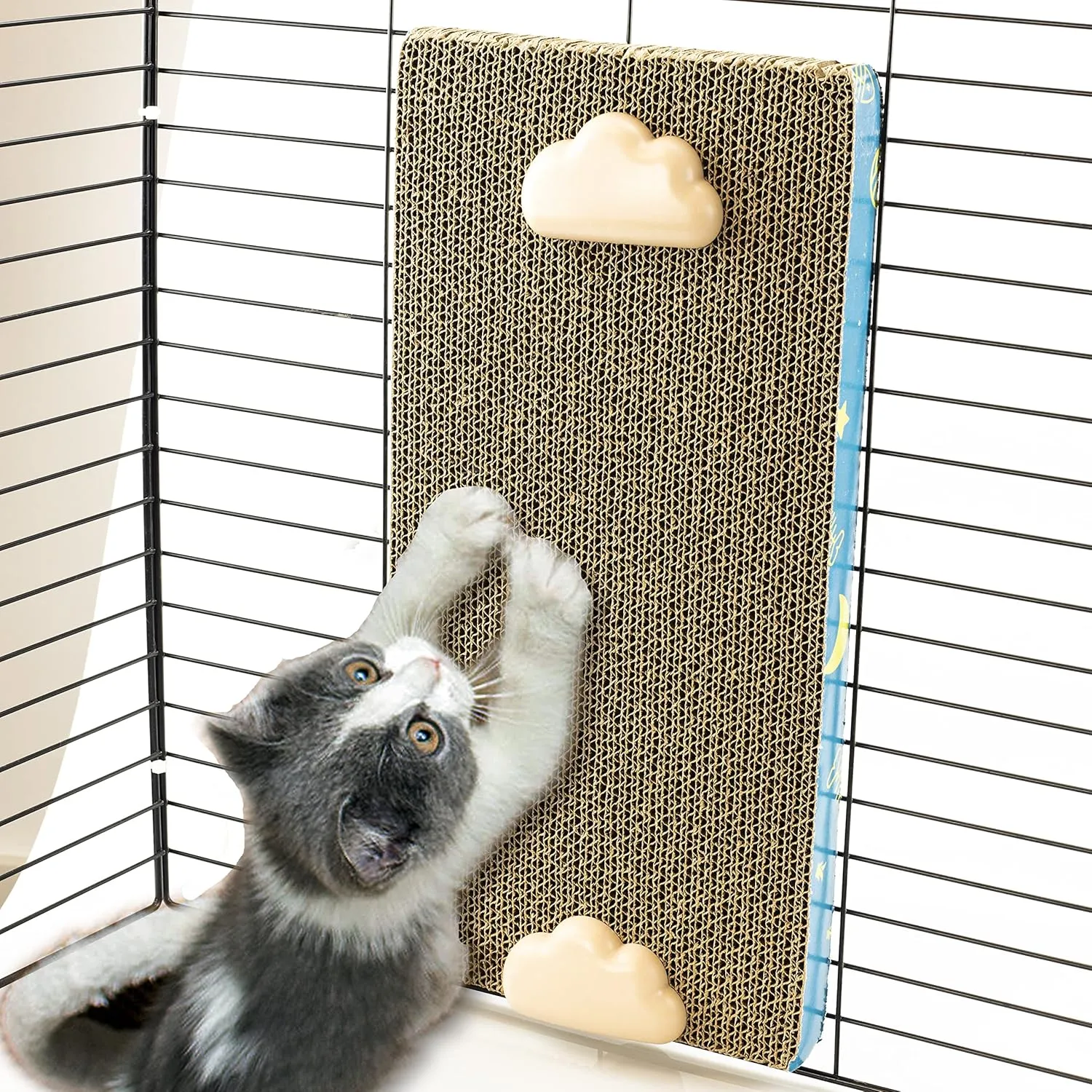 Cat Scratching Post for Cage, Cage Wall Mounted Cat Scratcher, Cardboard Scratcher, SCRC-40X30