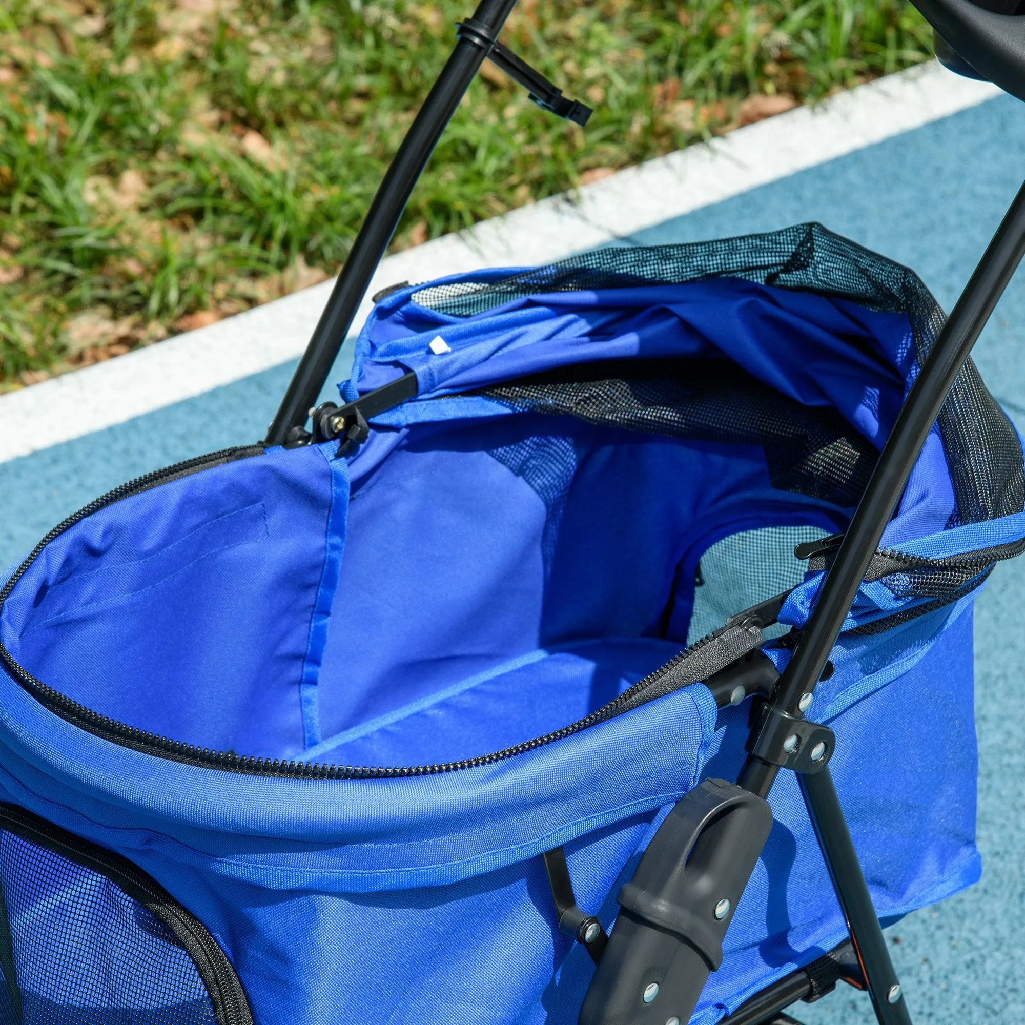 Cat Stroller with Rain Cover and EVA Wheels - Blue