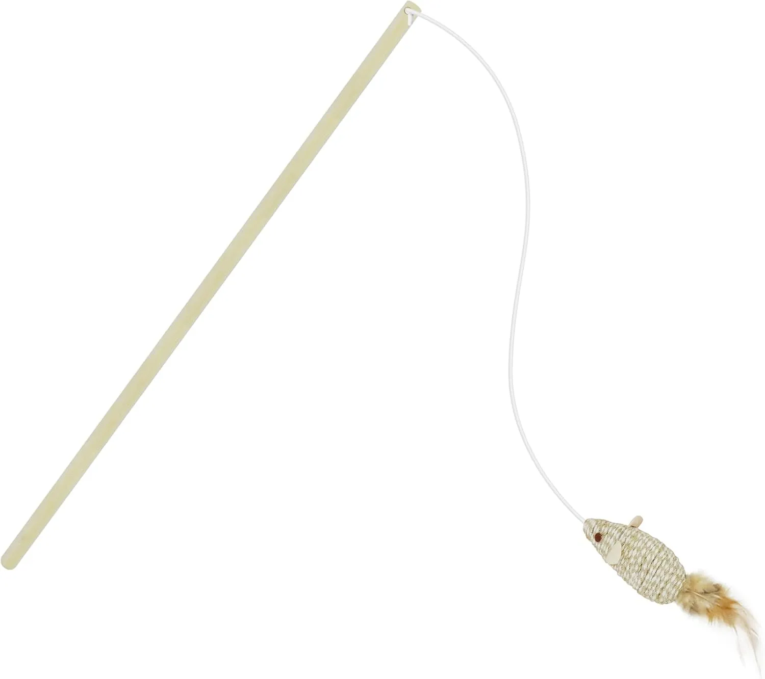 Cat Wand Toy for Indoor Cats, Natural Wood Cat Wand Toy with Feather Mice Toy,Interactive Cat Toy Kitten Toy for Indoor Cats to Play Chase Exercis