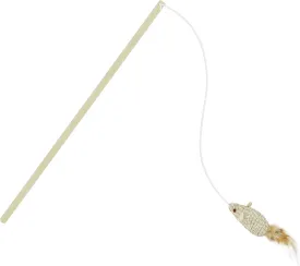 Cat Wand Toy for Indoor Cats, Natural Wood Cat Wand Toy with Feather Mice Toy,Interactive Cat Toy Kitten Toy for Indoor Cats to Play Chase Exercis