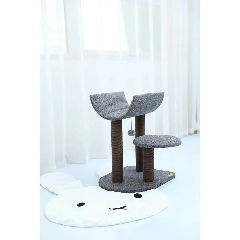 Catry, Cat Tree Cat Tower for Cat Activity with Scratching Post Paper Rope Toy Ball, Felt, Gray