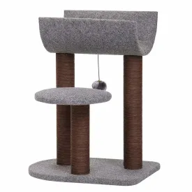 Catry, Cat Tree Cat Tower for Cat Activity with Scratching Post Paper Rope Toy Ball, Felt, Gray