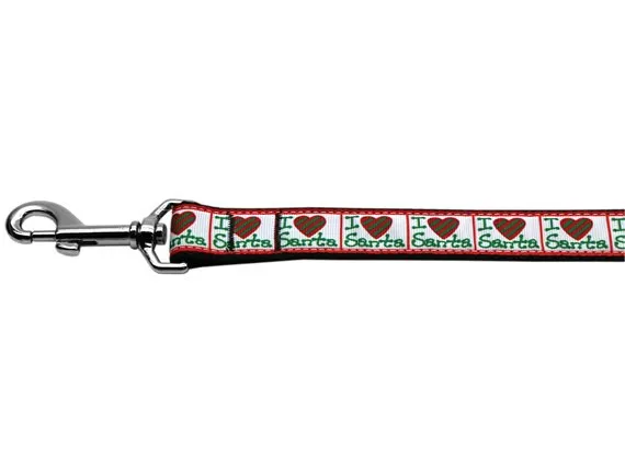 Christmas Pet Dog & Cat Nylon Collar or Leash, "I Heart Santa"