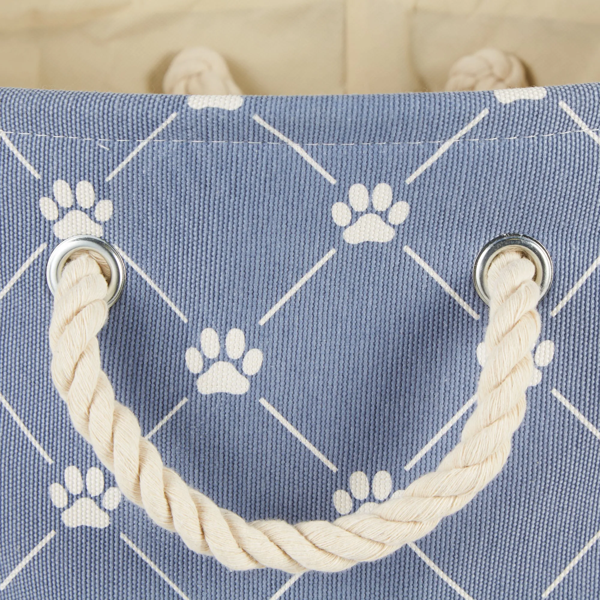 Collapsible Pet Storage Bin, Trellis Paw Print, Stonewash Blue, Medium - 16x10x12"