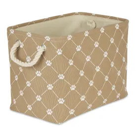 Collapsible Pet Storage Bin, Trellis Paw Print, Taupe, Medium - 16x10x12"