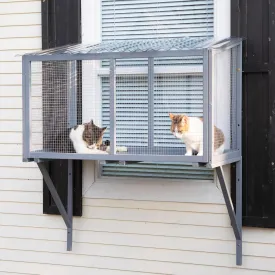 COZIWOW Window Catio, Catio Outdoor Cat Enclosure Window Box, Wooden Cat Window Perch