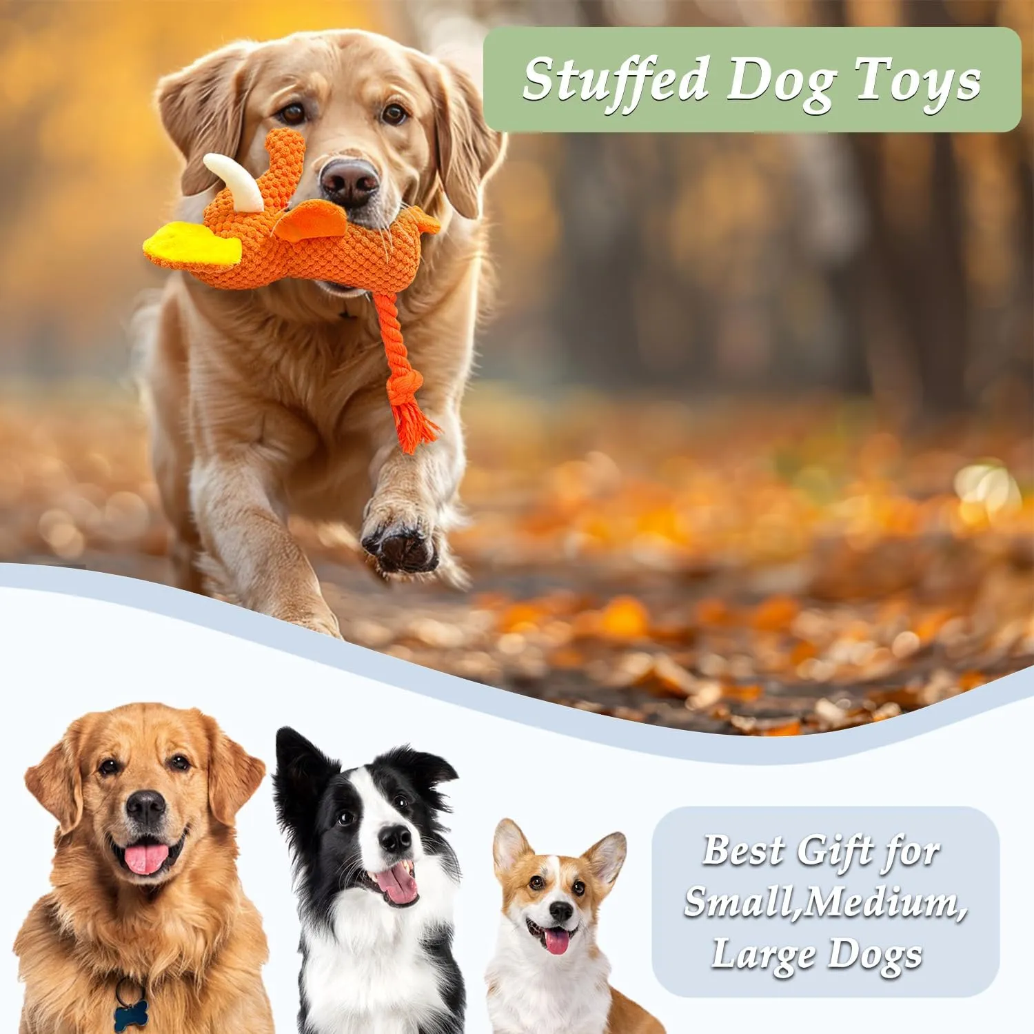 Cute Plush Elephant Dog Toy with Squeaky Sound & Crinkle Paper - Perfect for Small, Medium & Large Dogs (Orange)