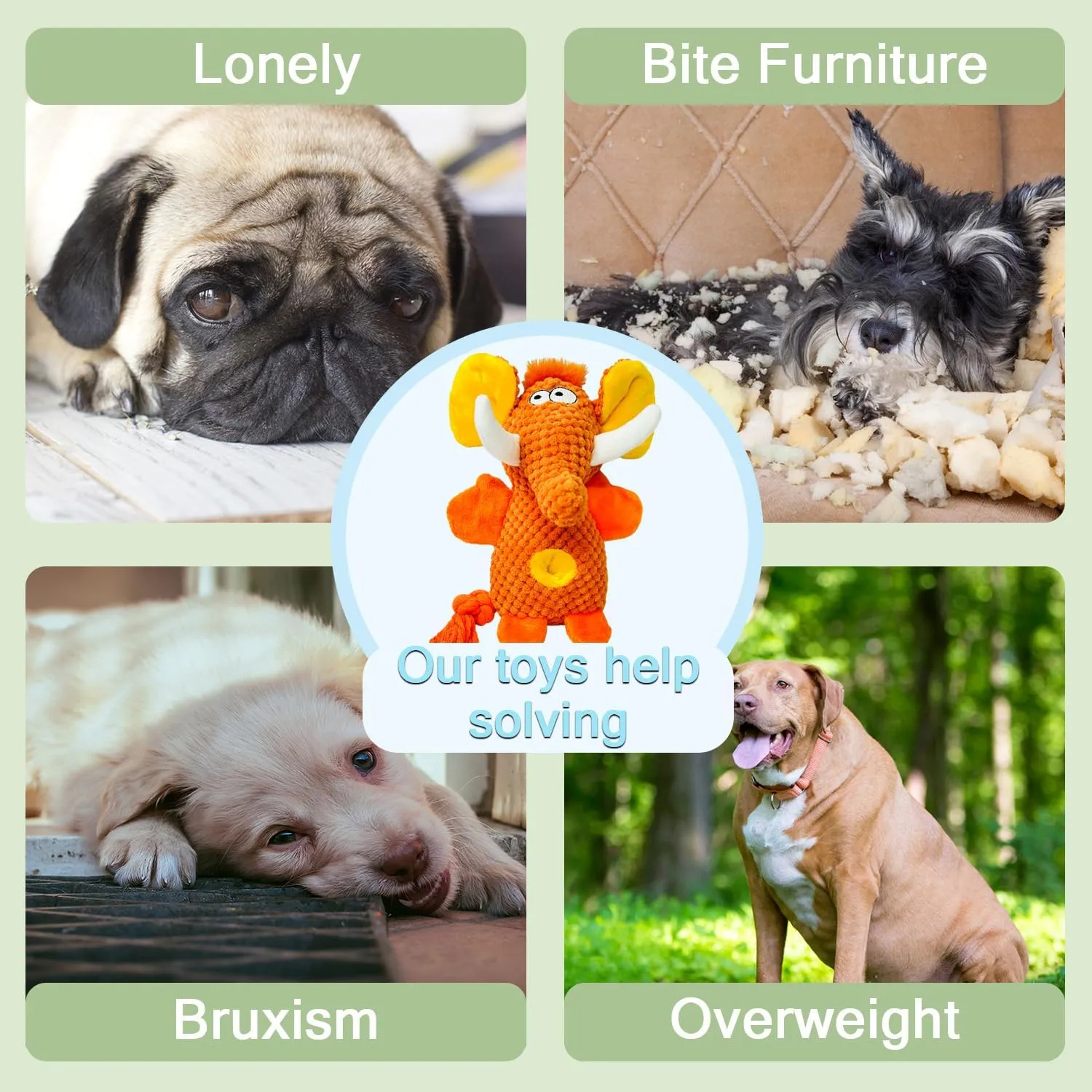 Cute Plush Elephant Dog Toy with Squeaky Sound & Crinkle Paper - Perfect for Small, Medium & Large Dogs (Orange)