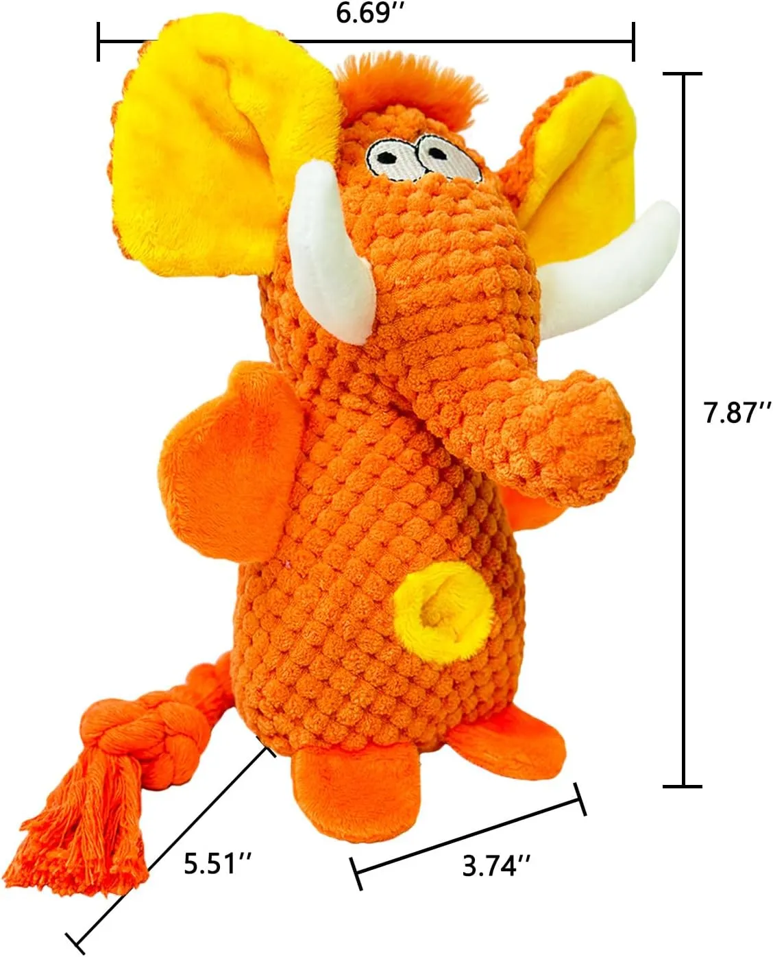 Cute Plush Elephant Dog Toy with Squeaky Sound & Crinkle Paper - Perfect for Small, Medium & Large Dogs (Orange)
