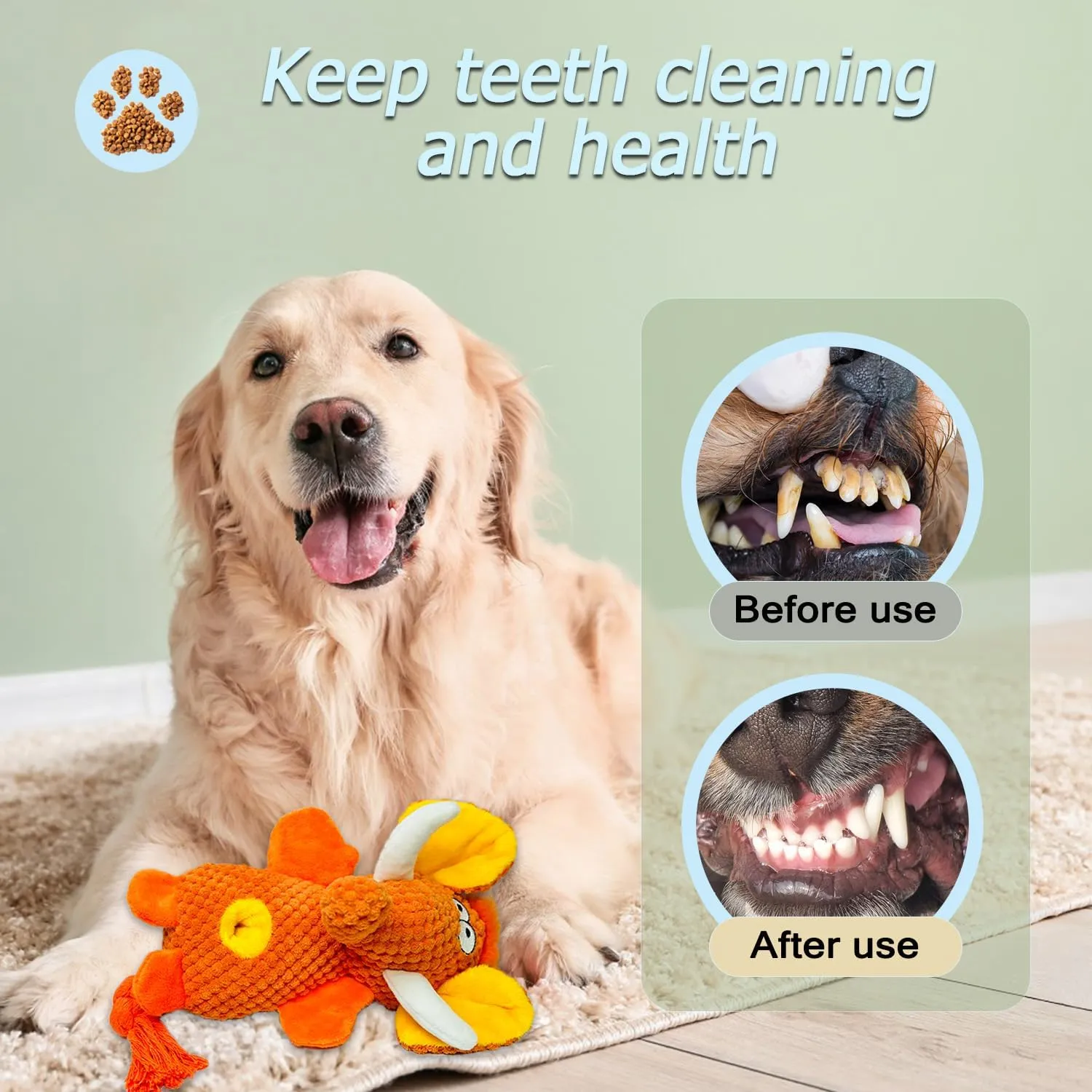 Cute Plush Elephant Dog Toy with Squeaky Sound & Crinkle Paper - Perfect for Small, Medium & Large Dogs (Orange)