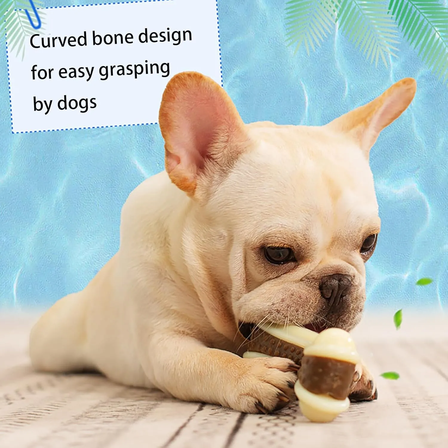 Dog Bones Chew Toys for Aggressive Chewers, 2 Pack Real Beef Flavor, Indestructible Dog Teething Toys for Large, Medium, Small Breeds, Tough Nylon Toy