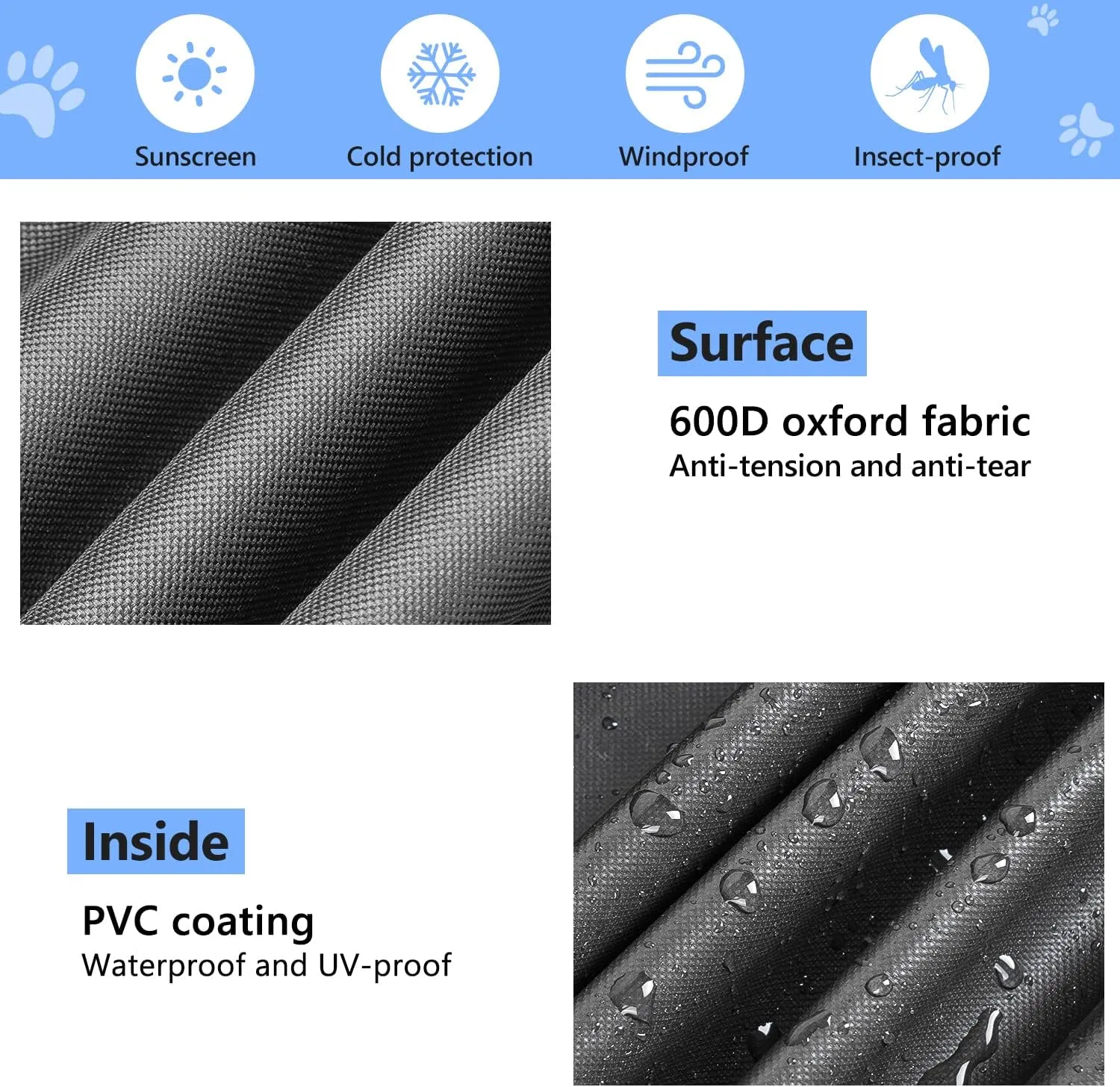 Dog Crate Cover, 600D Oxford Kennel Kennel Covers with Waterproof, Windproof, Breathable Mesh, Storage Pocket, 42 Inch, Cage Covers for Cat Large Dog