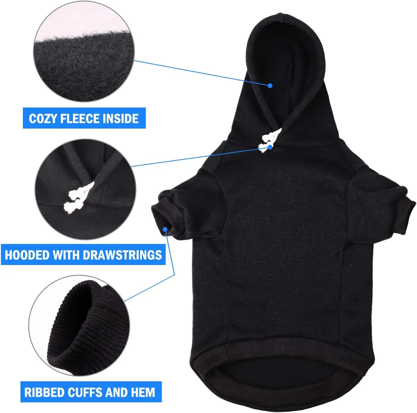 Dog Hoodie Dog Sweaters for Small Dogs Pet Clothes Black Buffalo Plaid Warm and Soft Breathable Cozy(S)