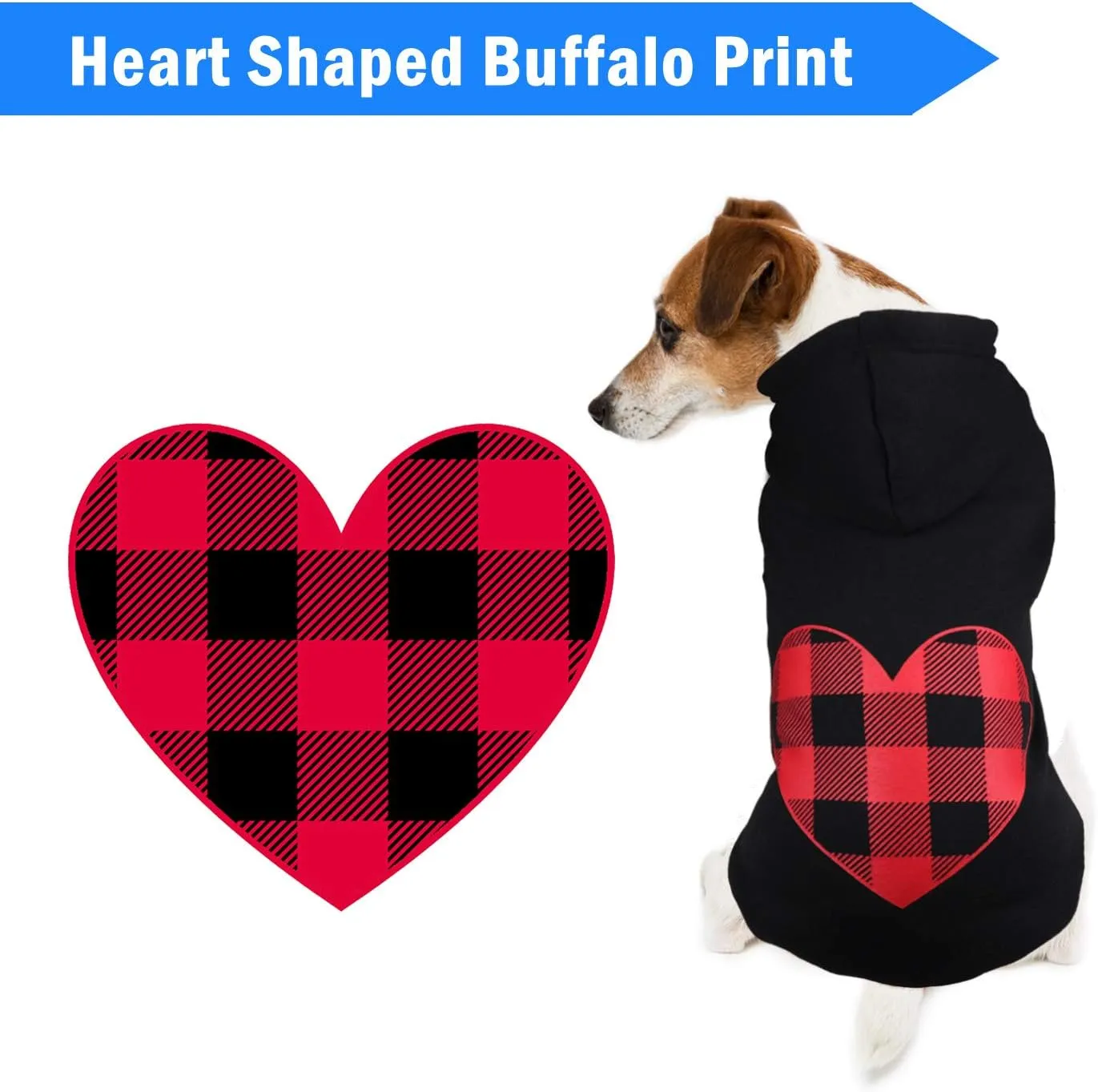 Dog Hoodie Dog Sweaters for Small Dogs Pet Clothes Black Buffalo Plaid Warm and Soft Breathable Cozy(S)
