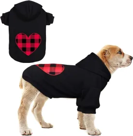 Dog Hoodie Dog Sweaters for Small Dogs Pet Clothes Black Buffalo Plaid Warm and Soft Breathable Cozy(S)