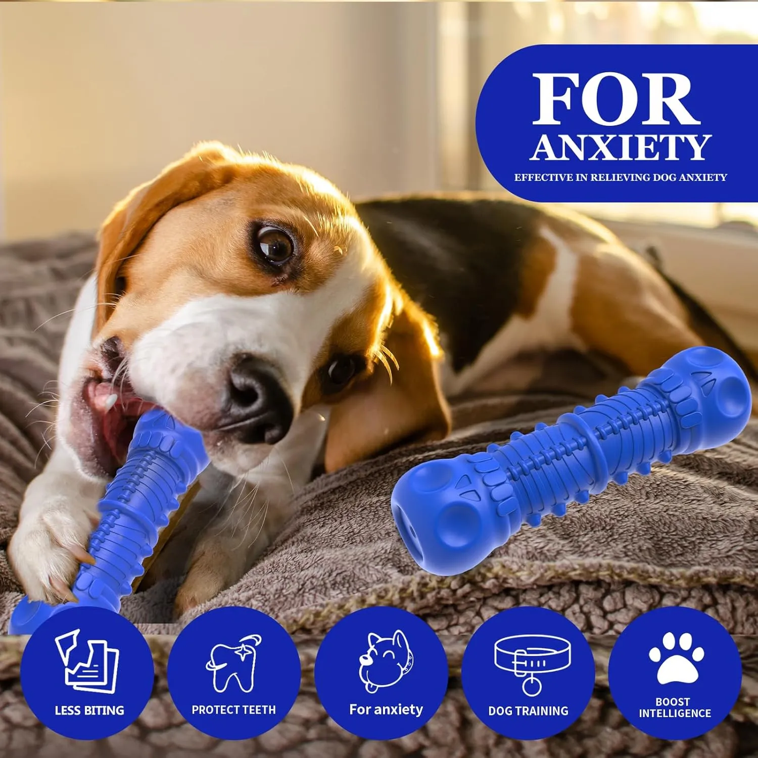 Dog Squeaky Toys for Aggressive Chewers, Durable Chew Toys for Medium Breed Dog, Tough Durable Toys with Natural Rubber