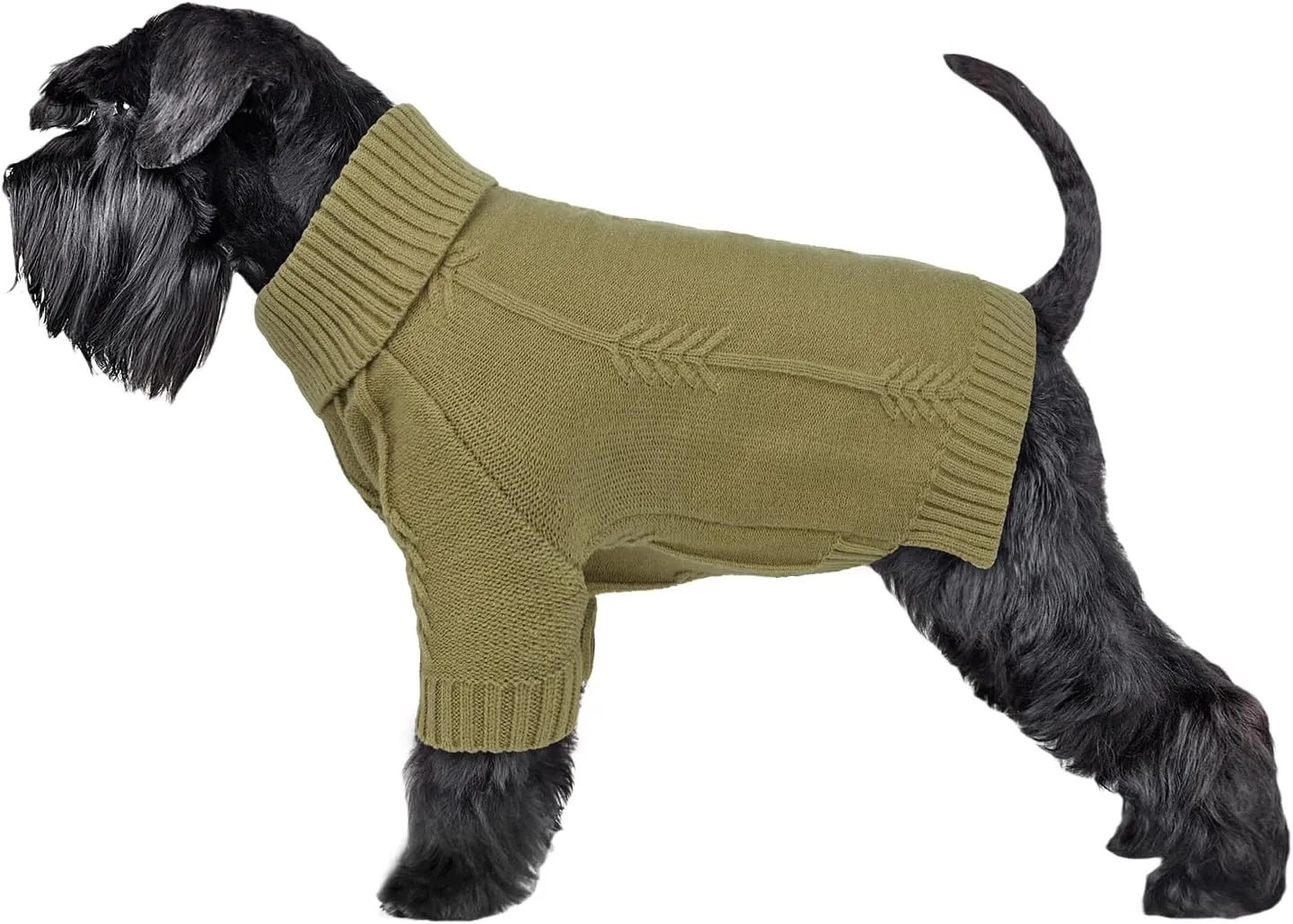 Dog Warm Knitted Sweater - Breathable Dog Turtleneck Sweater Soft Classic Cable Knitted Sweaters, Winter Pullover Puppy Clothes for Small Dogs (Sage Green, L)